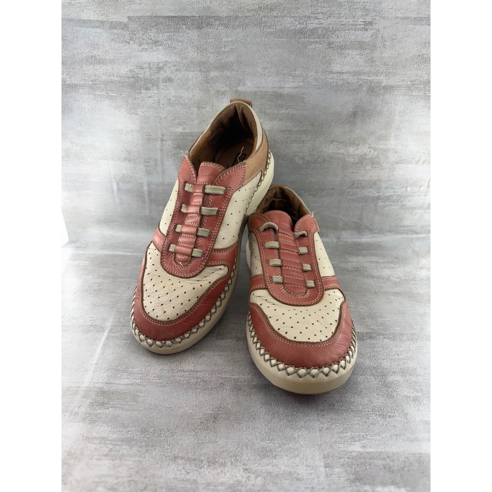 Pikolinos Cantabria Leather Sneakers Terracotta Cream Tan Whipstitch Women Sz 39